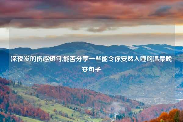 深夜发的伤感短句,能否分享一些能令你安然入睡的温柔晚安句子