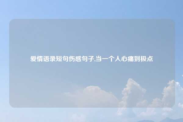 爱情语录短句伤感句子,当一个人心痛到极点