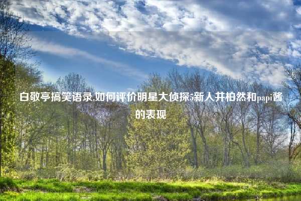 白敬亭搞笑语录,如何评价明星大侦探5新人井柏然和papi酱的表现